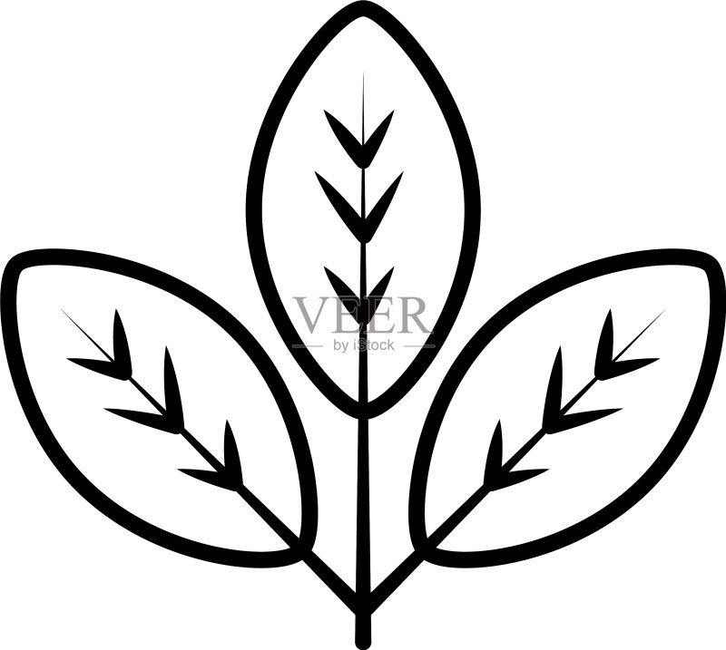 白色背景上的秋叶线条图标素材