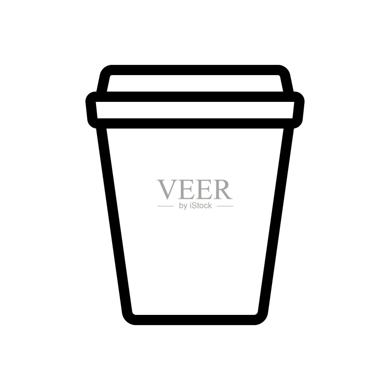 带盖一次性杯子，流行的食品线性风格图标，适用于网页和移动概念图标素材