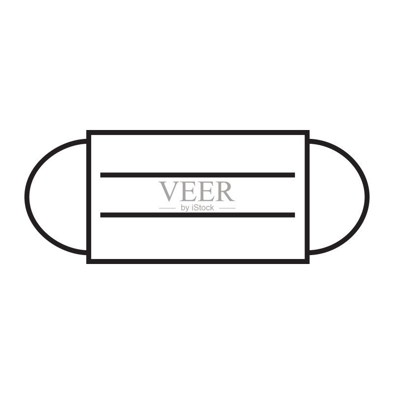 用于Web应用程序和移动概念的白色背景上的医用防护口罩简易图标矢量图图标素材