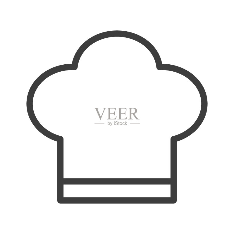 厨师帽，简约线条风格的食品图标，适用于Web应用和移动概念，矢量插画图标素材