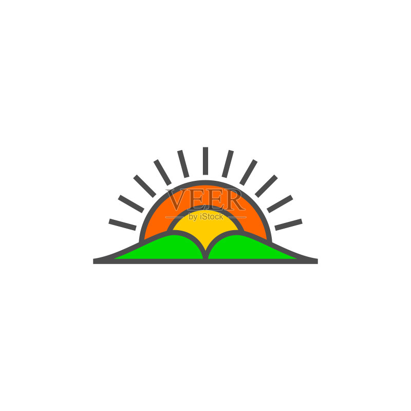 山峰阳光几何设计符号图标素材