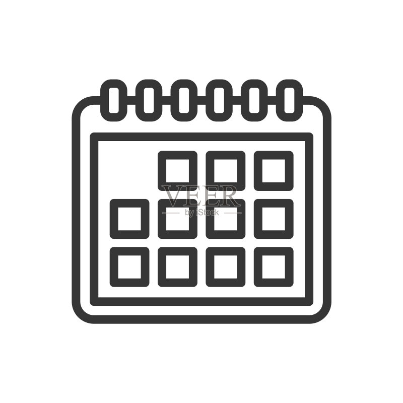 白色背景上的线条风格日历图标图标素材