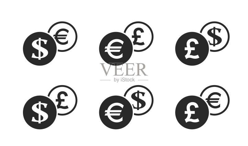 货币汇率图标集：金融银行转账标志图标素材