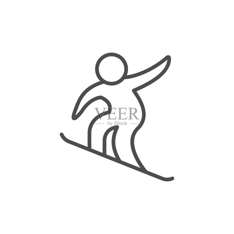 滑雪板运动线性图标图标素材