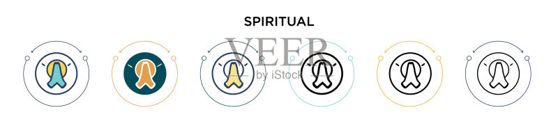填充细线轮廓的精神图标图标素材