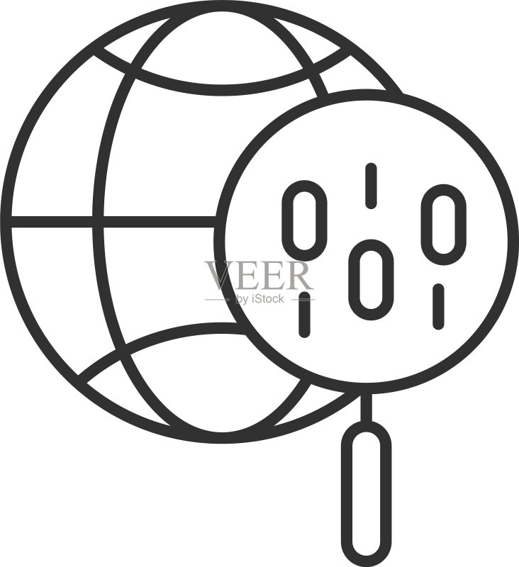 数据分析放大镜世界社交图标素材