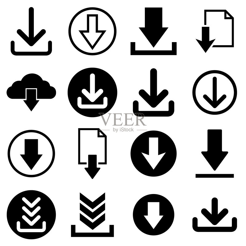 下载图标，logo，隔离在白色背景上图标素材