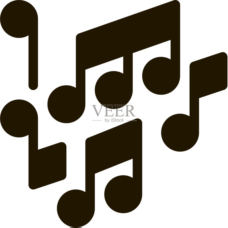 旋律音乐单声道高音音符图标图标素材