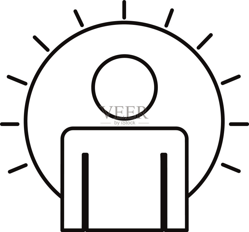 太阳线条风格的人形轮廓图标图标素材