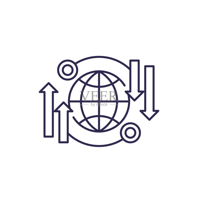 全球数据传输线性图标图标素材