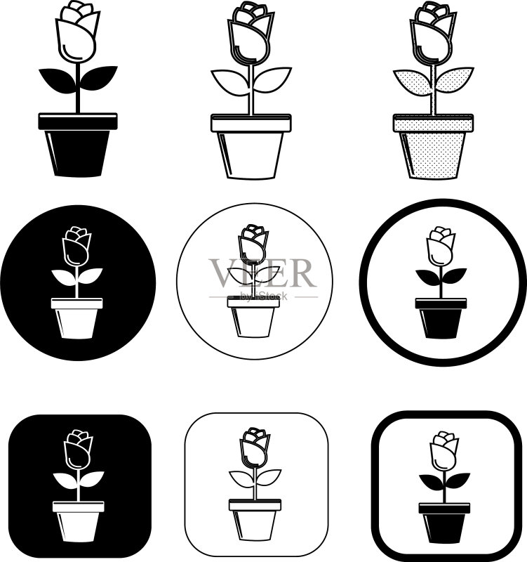 花朵图标：植物标志符号图标素材