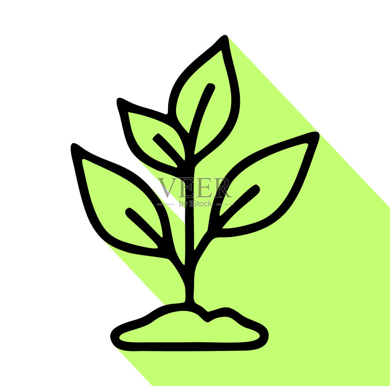 植物萌芽扁平线条图标图标素材