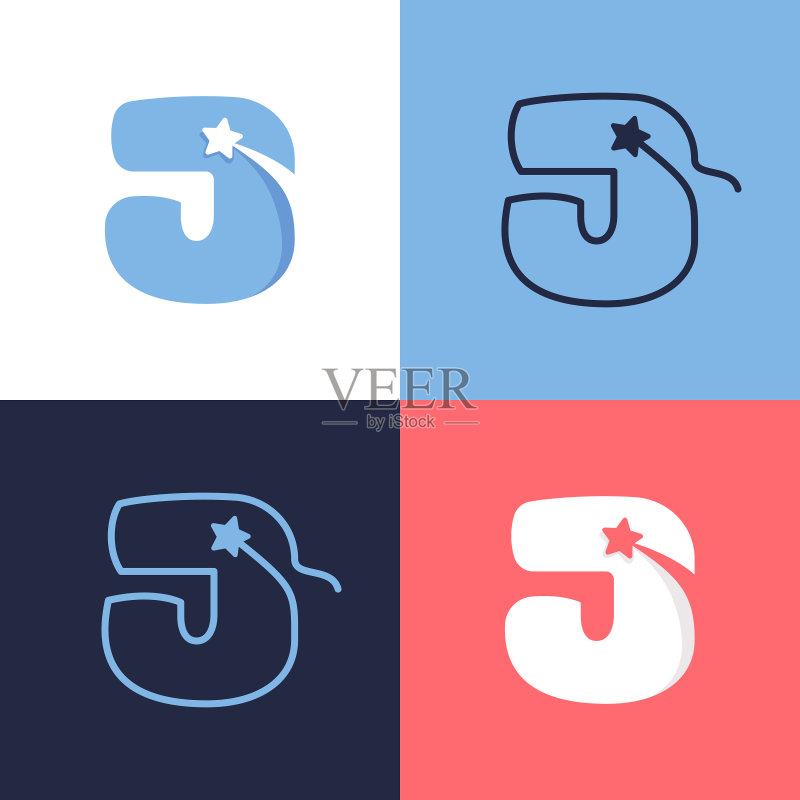 J字母彗星尾巴Logo集图标素材