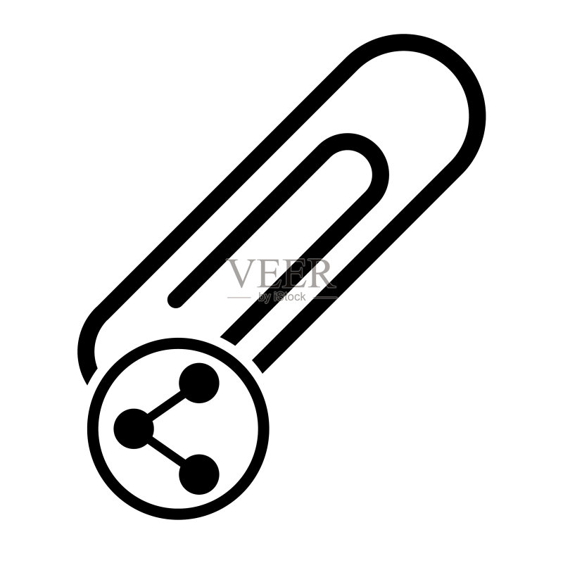 带有分享按钮的回形针黑色图标素材