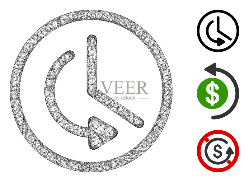 多边形Web网格回滚时间图标素材
