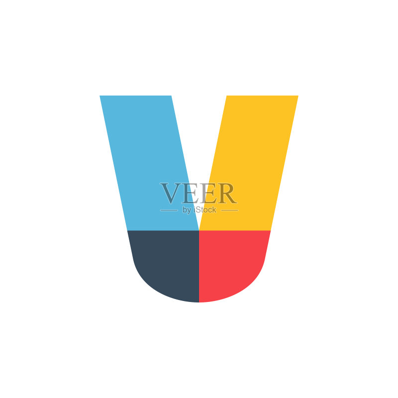 鲜艳的V字母彩色标志图标素材