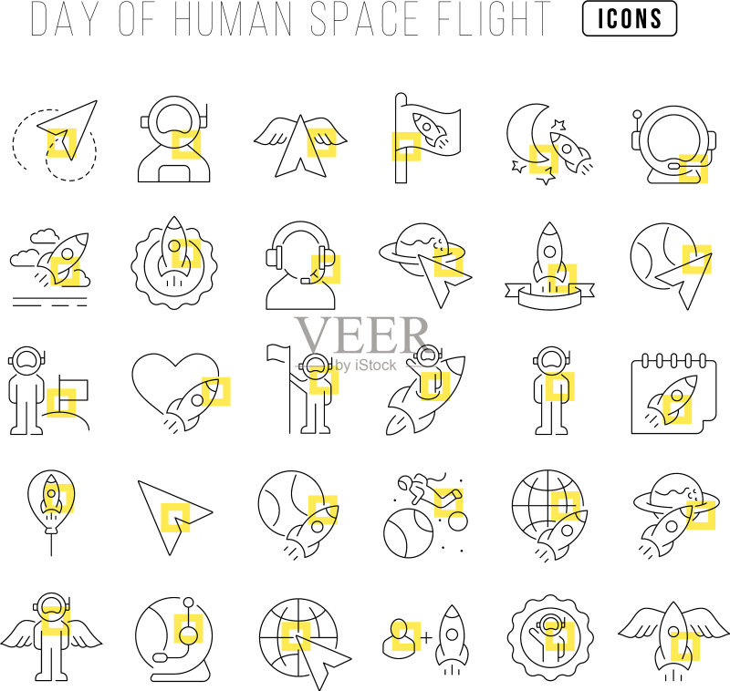 人类太空飞行日线条图标图标素材