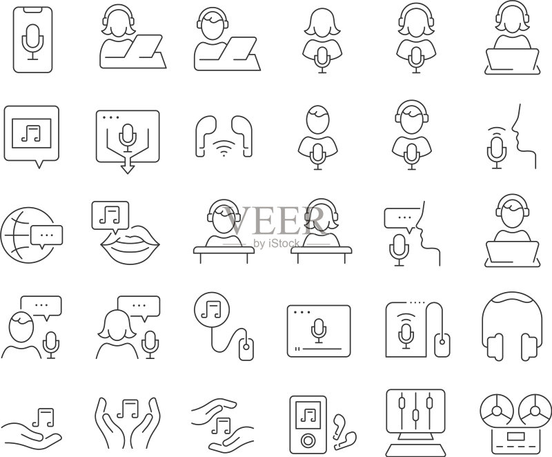 播客线性图标图标素材