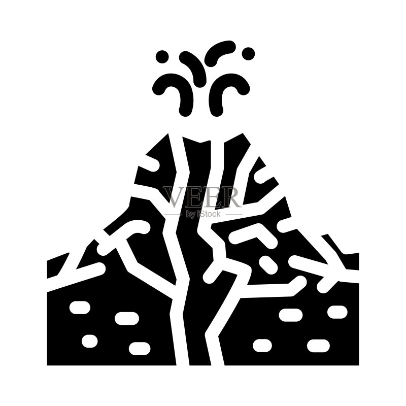 成层火山字形图标黑色矢量图图标素材