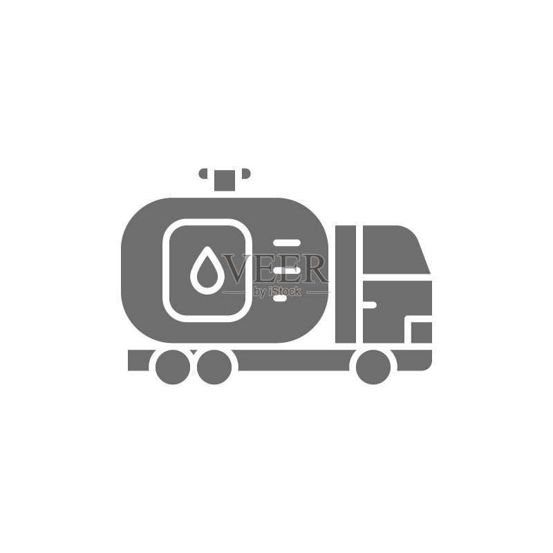 油罐车，带油箱的汽车，输水车，运输灰色图标图标素材