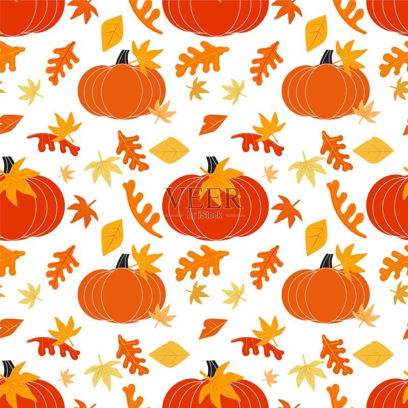 感恩节秋节南瓜无缝图案正版插画素材