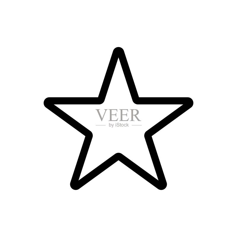 黑色细线星星书签符号图标。书签浏览器概念。时尚扁平风格轮廓插画，适用于：logo、app、图形、logotype、设计、web、网站、UI、UX。矢量EPS 10图标素材