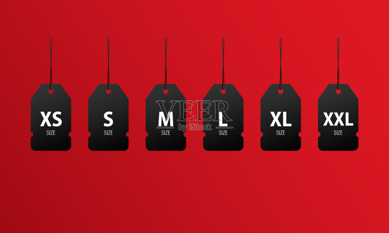 XS S M L XL XXL尺码标签服装标签图标集图标素材