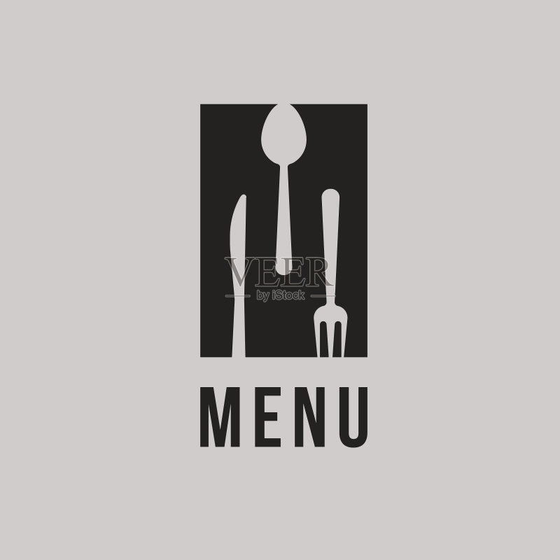 餐厅logo抽象黑色剪影概念图标素材