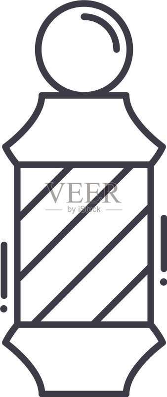线性理发店旋转灯笼图标图标素材