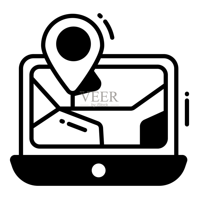 导航技术相关地图定位和导航黑色图标，交通和旅行矢量图标图标素材