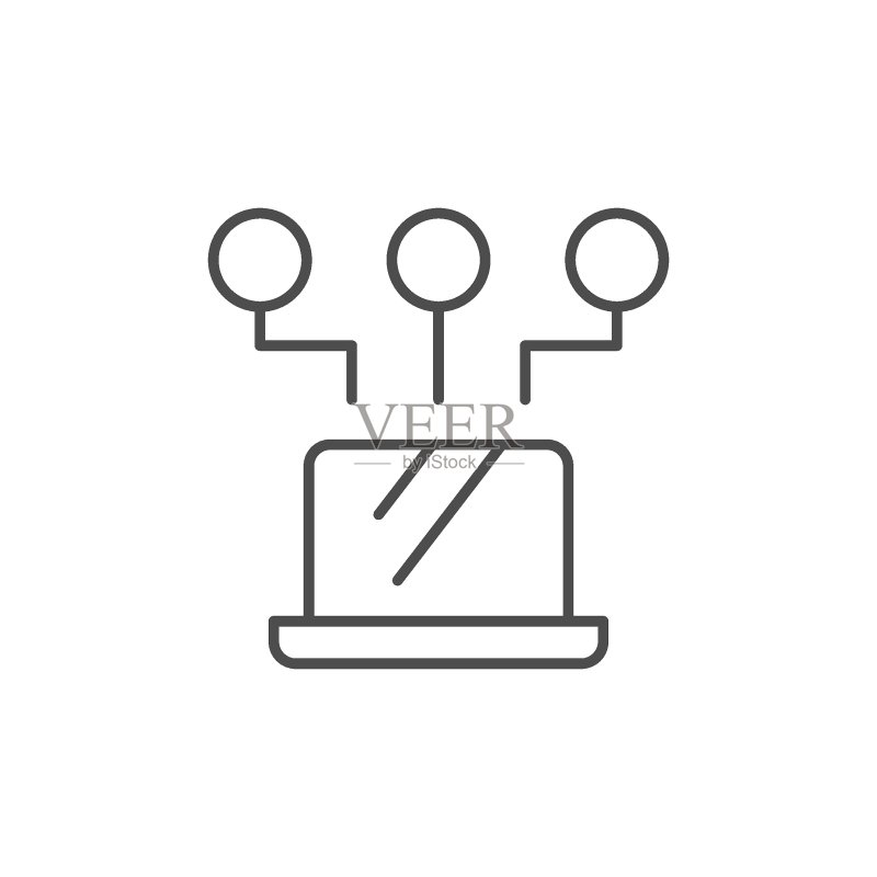远程办公线性轮廓图标图标素材