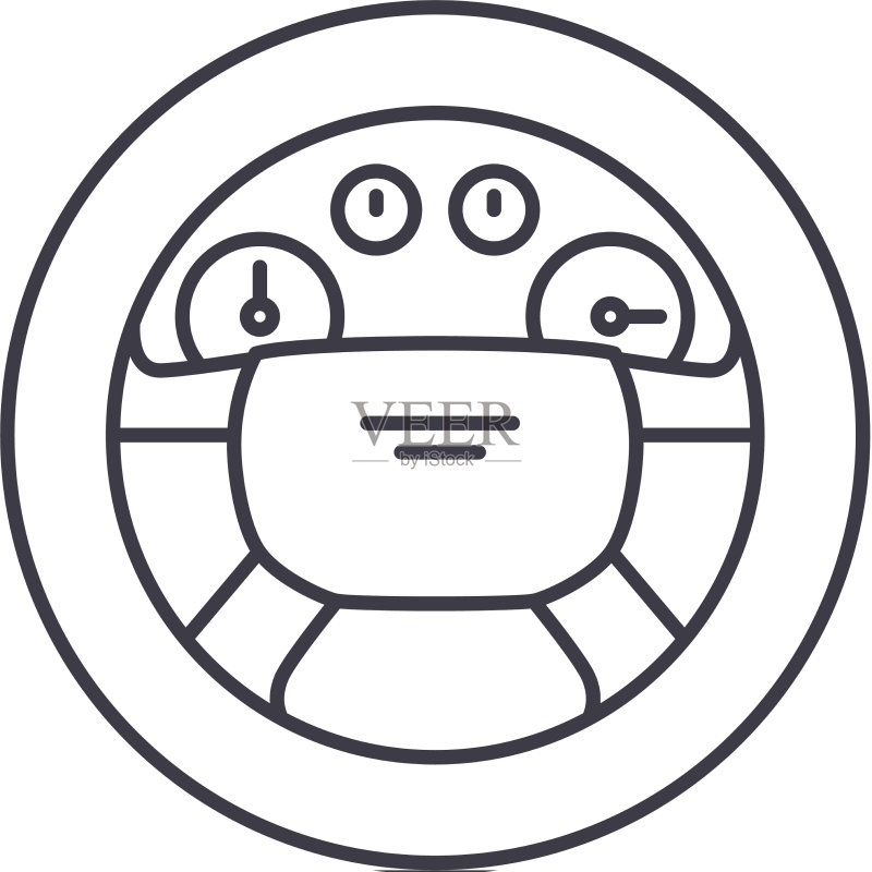 线性隔离的方向盘概念图标图标素材