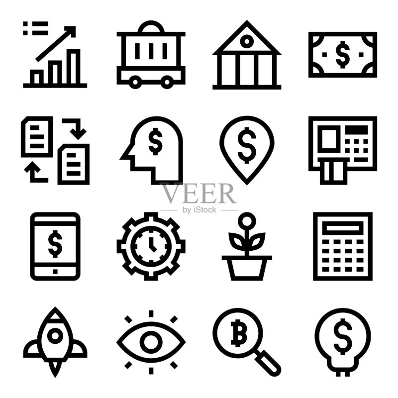 金融线性图标包图标素材