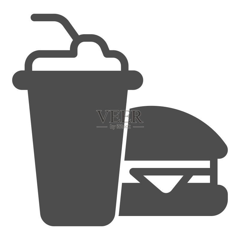 可乐和汉堡实体图标，快餐食品标志图标素材