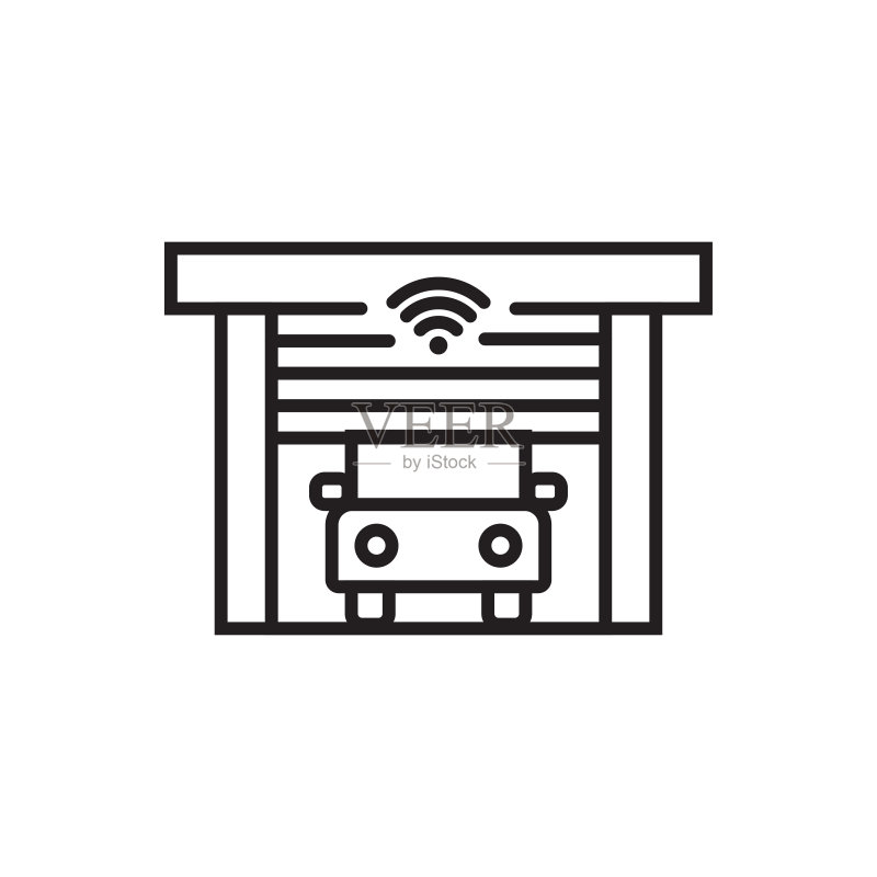 用于图形设计、Logo、网站、社交媒体、移动App的无线车库门轮廓矢量图标图标素材
