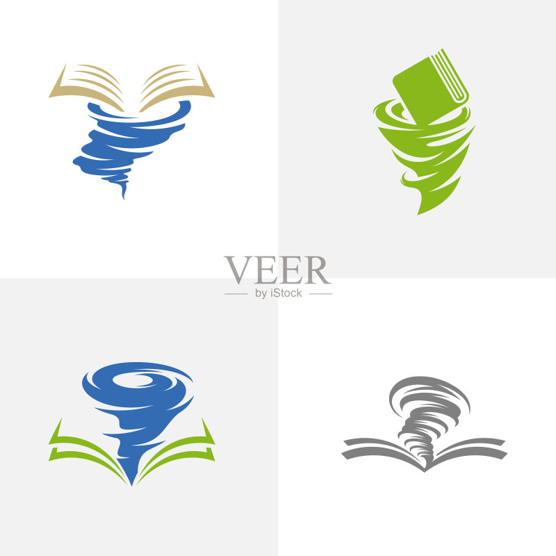 书籍套装：龙卷风标志模板创意图标素材