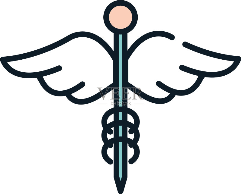 健康医疗 Caduceus 标志线条填充设计图标素材