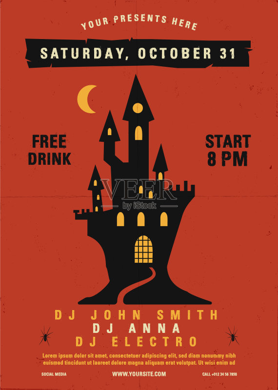 万圣节派对传单流行秋天的节日正版模板素材