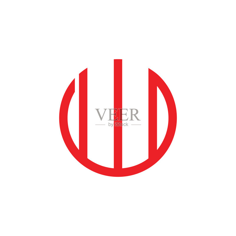 抽象字母W简约几何圆圈线条图标素材