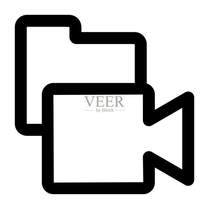 带视频的文件夹图标. 文件夹图示. 扁平矢量图标. 可用于图标设计元素、UI、网页、App图标素材