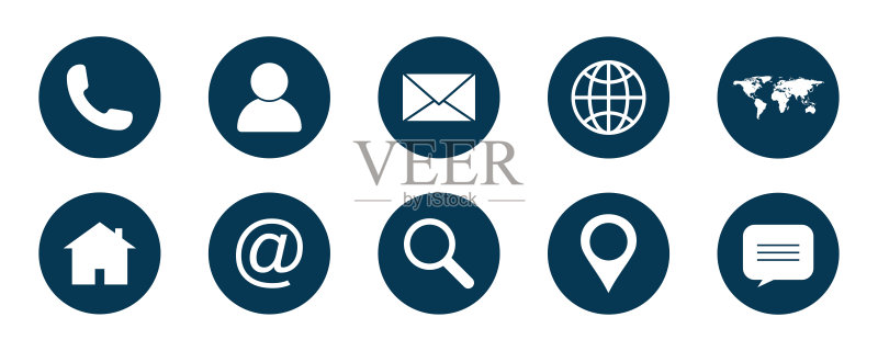 Web图标集。网站图标矢量图，在白色背景上隔离。通信图标符号图标素材