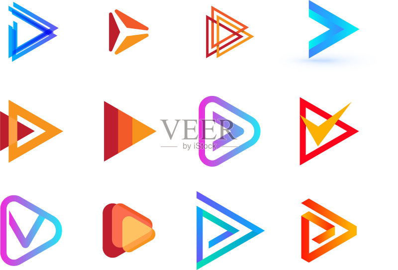 播放按钮创意Logo合集图标素材