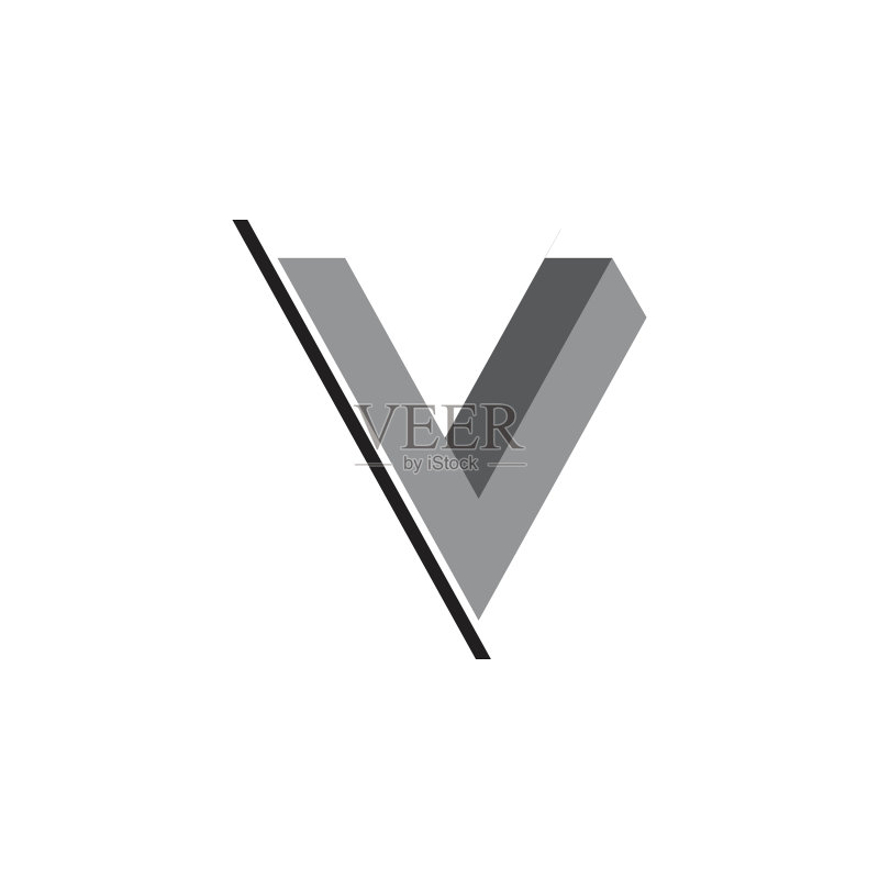 字母V运动切片3D渐变符号标志图标素材
