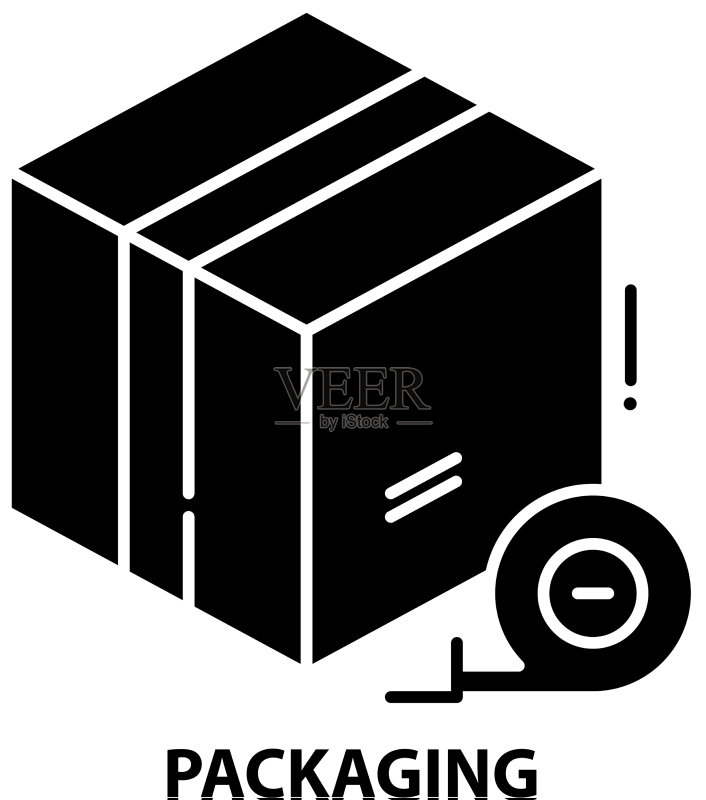 带可编辑的黑色包装图标图标素材