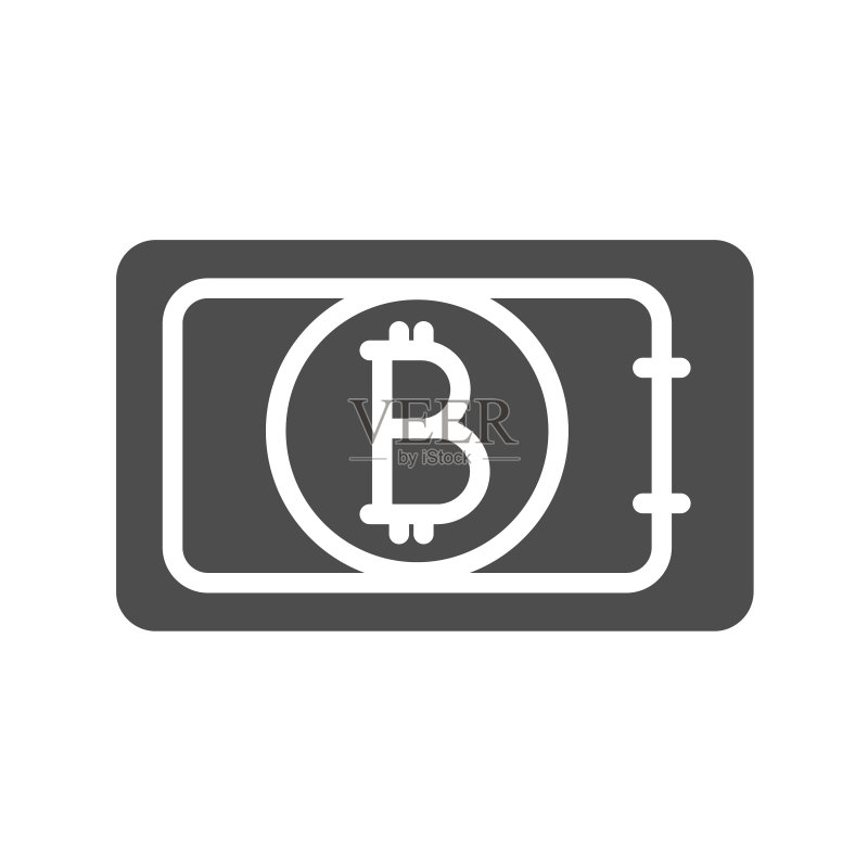 白色背景上的比特币数字货币剪影矢量图标，适用于网页、移动应用和UI设计图标素材