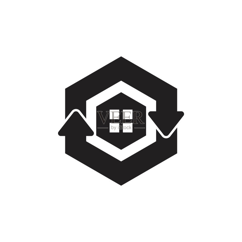 绿色刷新主页六边形箭头符号logo图标素材