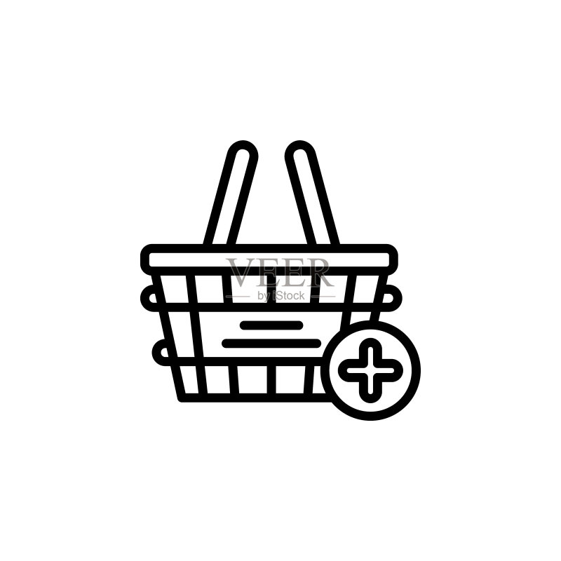 添加到购物篮线性图标，适用于网站图标素材