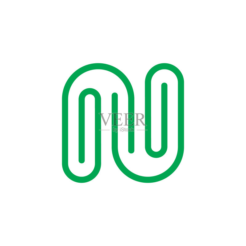 字母N纸夹设计Logo图标素材