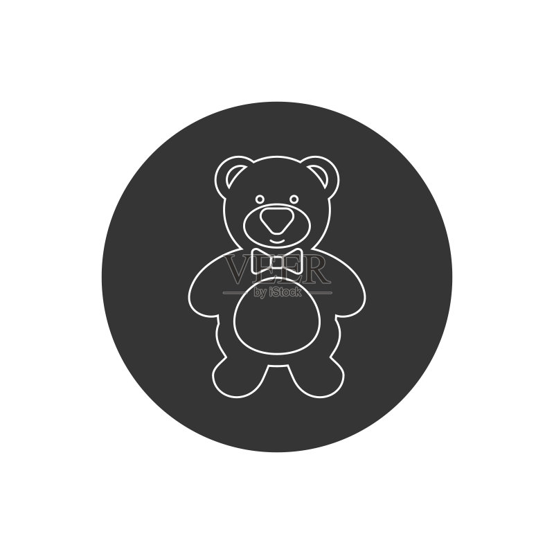 可爱泰迪熊白色线条图标矢量插画图标素材