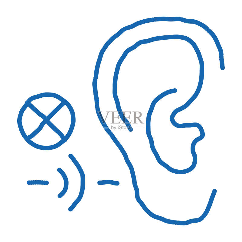 听力障碍涂鸦图标手绘插图图标素材